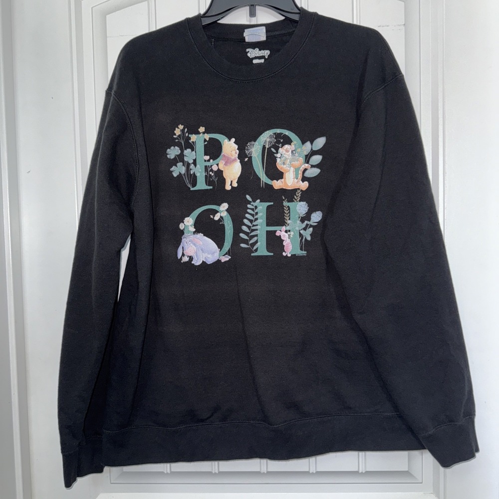 Disney Pooh Large Sweatshirt Black Featuring Pooh, Tigger, Eeyore, Piglet